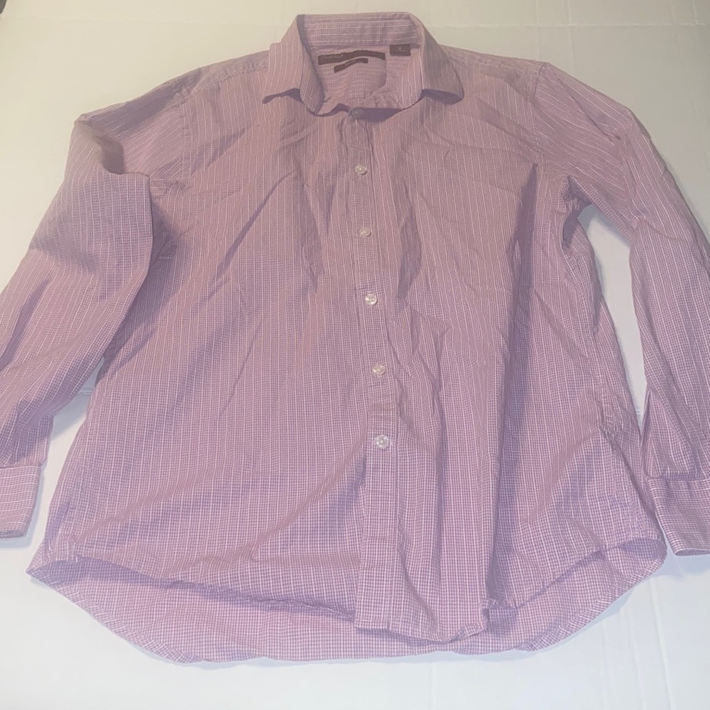 Perry Ellis slim fit button down lavender and white checkered shirt size M